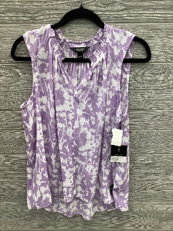 Top Sleeveless By Simply Vera In Purple & White, Size: L