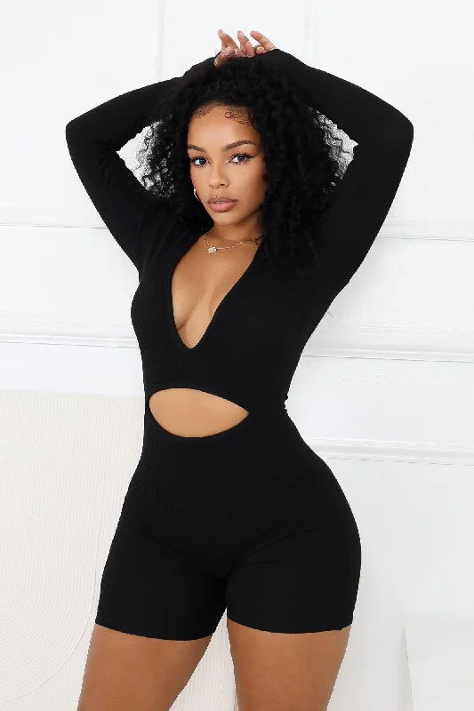 Cut Him Off Cutout Long Sleeve Romper