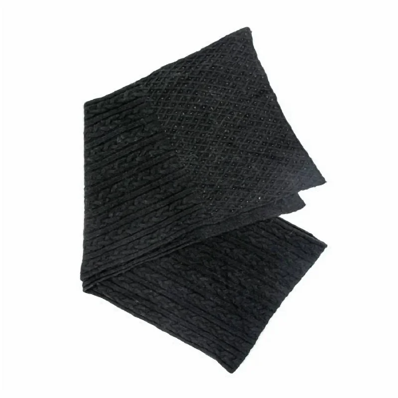 Women's Cable Knit Sparkle Scarf In Black