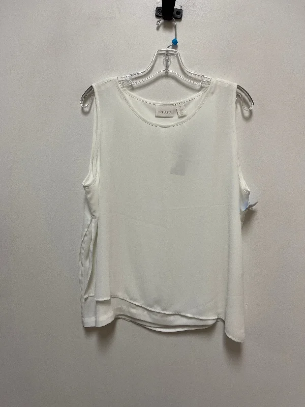 Top Sleeveless By Chicos In White, Size: L