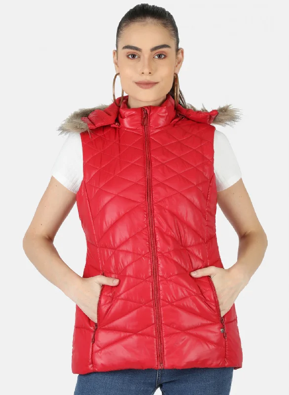 Women Red Solid Jacket