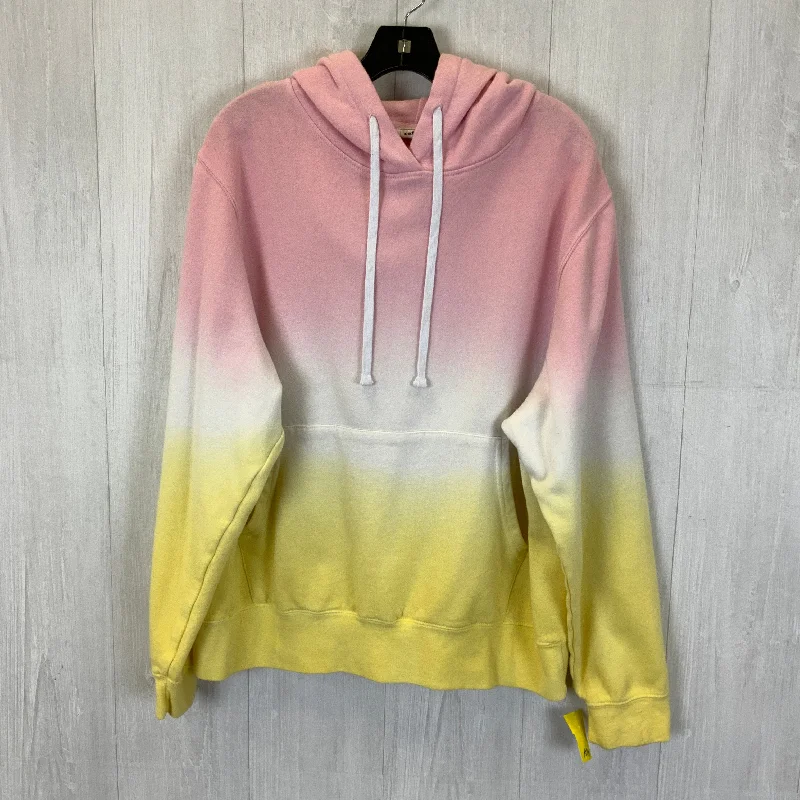 Sweatshirt Hoodie By Reflex In Pink & White, Size: Xl