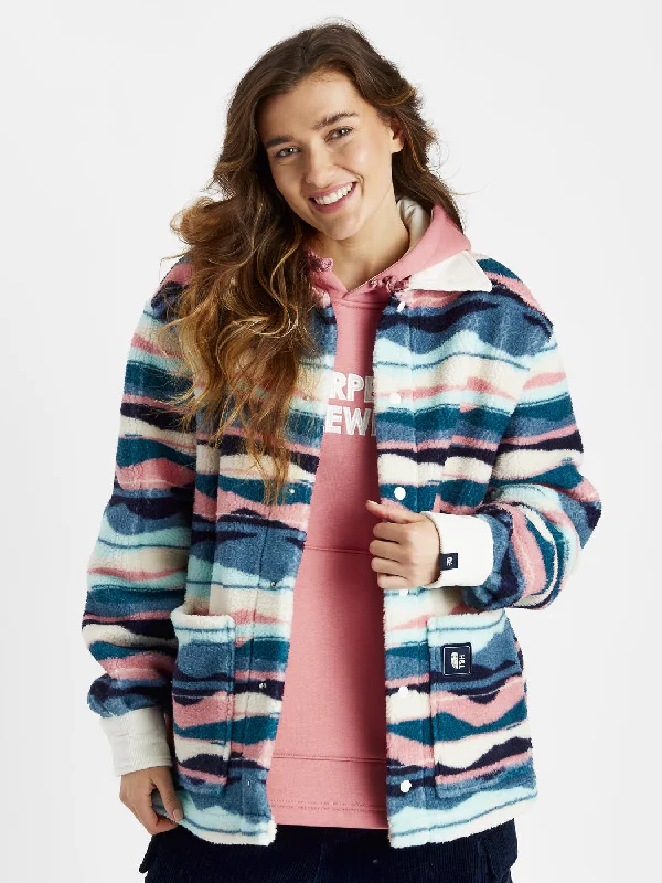 Beau Retro Pattern Sherpa Fleece Shirt