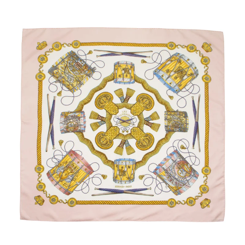 Hermes Silk Les Tambours 90cm Scarf