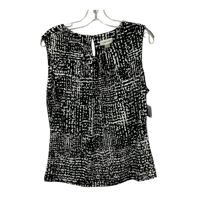 Top Sleeveless By Calvin Klein In Black & White, Size:L