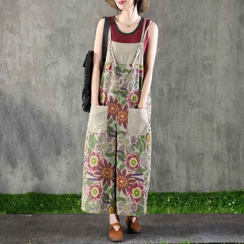 Loose Fashion Printed Cotton Jumpsuit