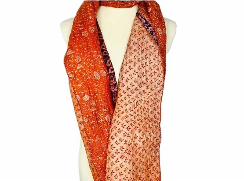 Women's Reversible Sari Scarf In Orange