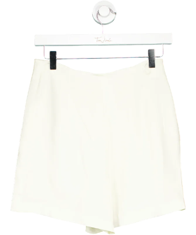 LilySilk White High Waisted Shorts With Button Accents UK 8