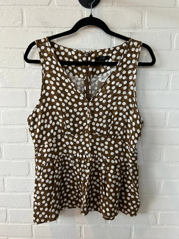 Top Sleeveless By J. Crew In Brown & White, Size: M