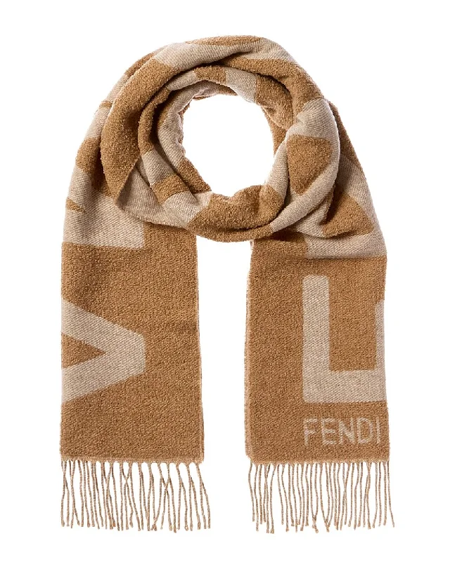 FENDI Logo Jacquard Wool & Alpaca-Blend Scarf