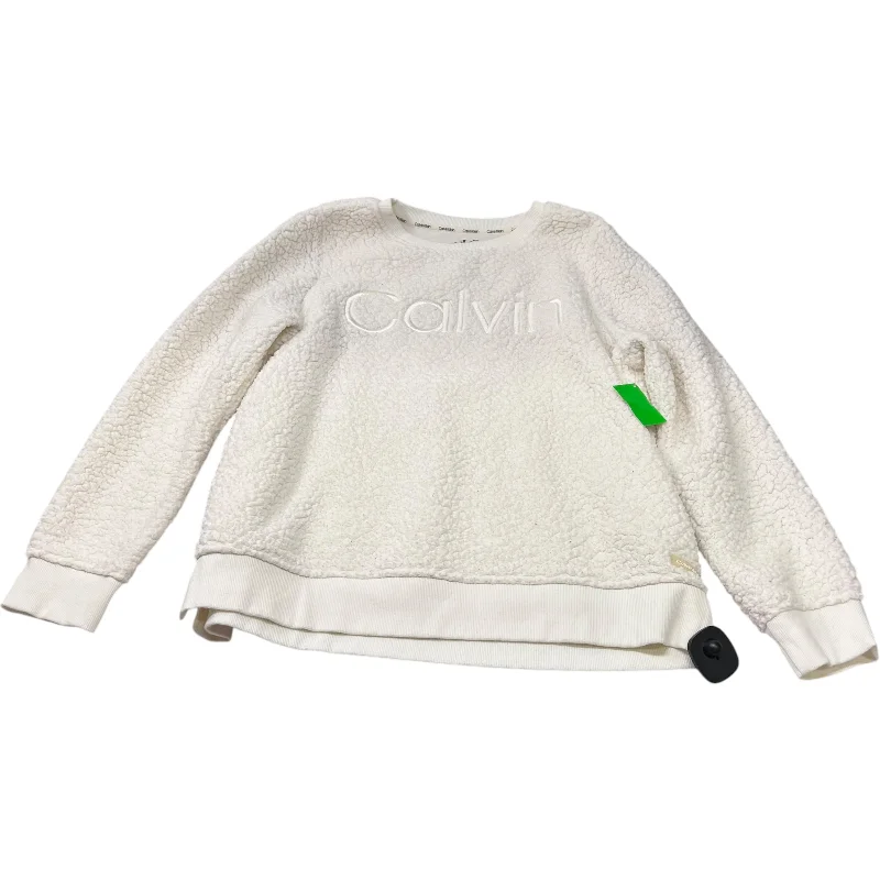 Sweatshirt Crewneck By Calvin Klein In Cream, Size: M