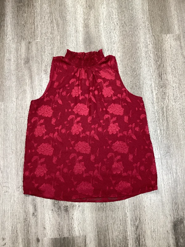 Top Sleeveless By Loft In Red, Size: L