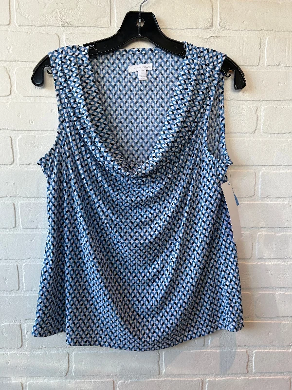 Top Sleeveless By Charter Club In Blue & White, Size: L