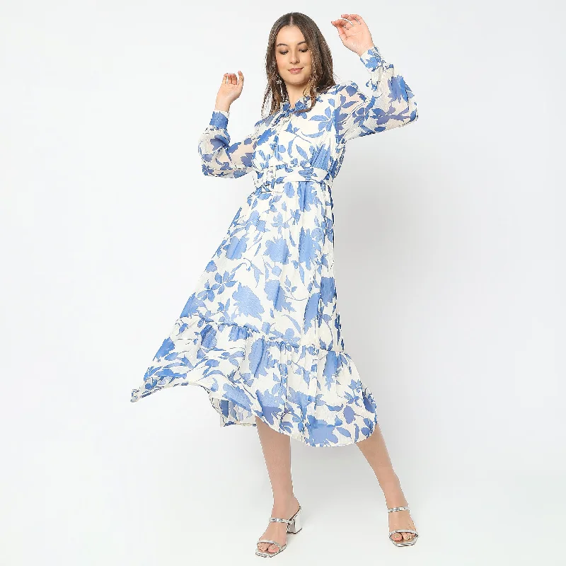 Flare Fit Printed Dress