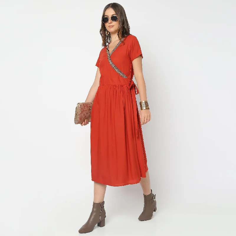 Flare Fit Solid Dress