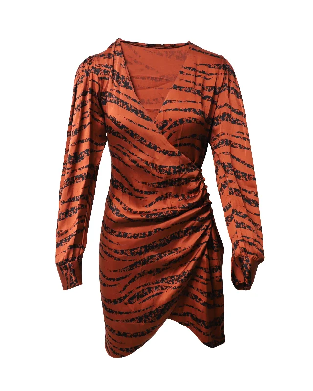 Anine Bing Penelope Tiger Print Mini Dress in Multicolor Silk