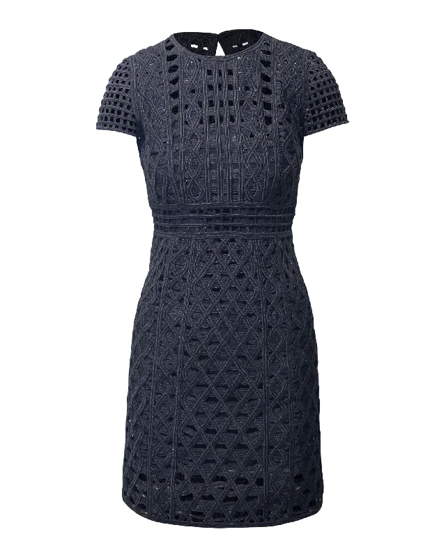 Burberry Lace Mini Dress in Black Polyamide