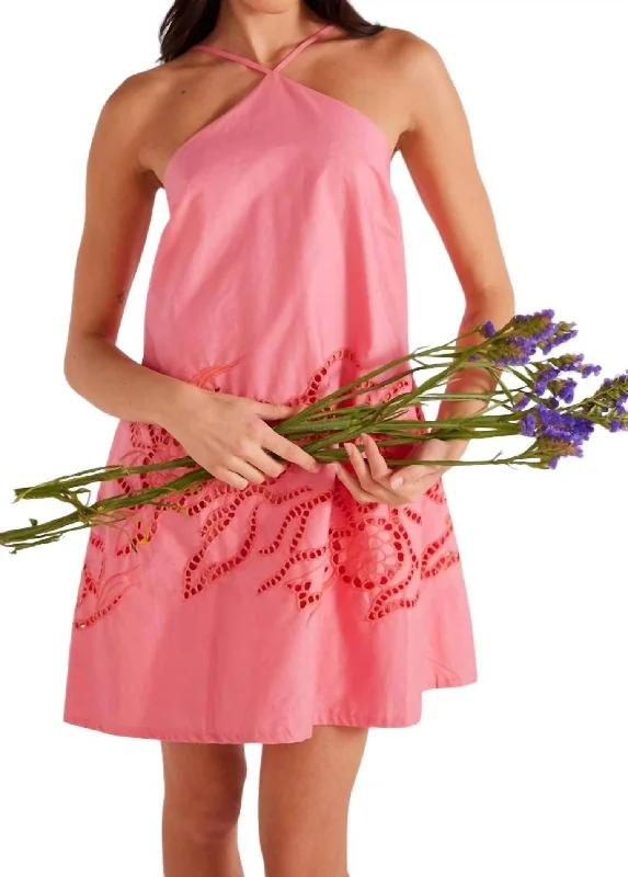 Darla Broderie Mini Dress In Pink