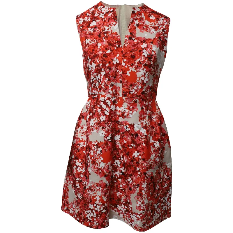 Giambattista Valli Floral Sleeveless Mini Dress in Red Cotton