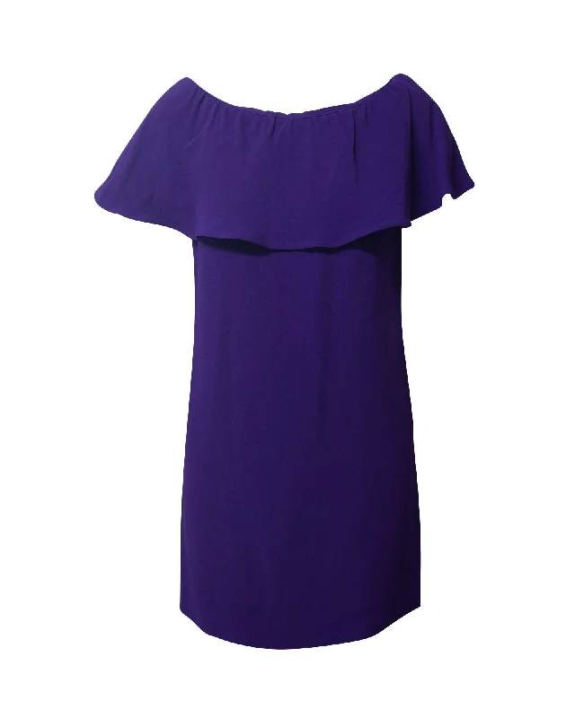 Miu Miu Boat Neck Mini Dress in Purple Acetate