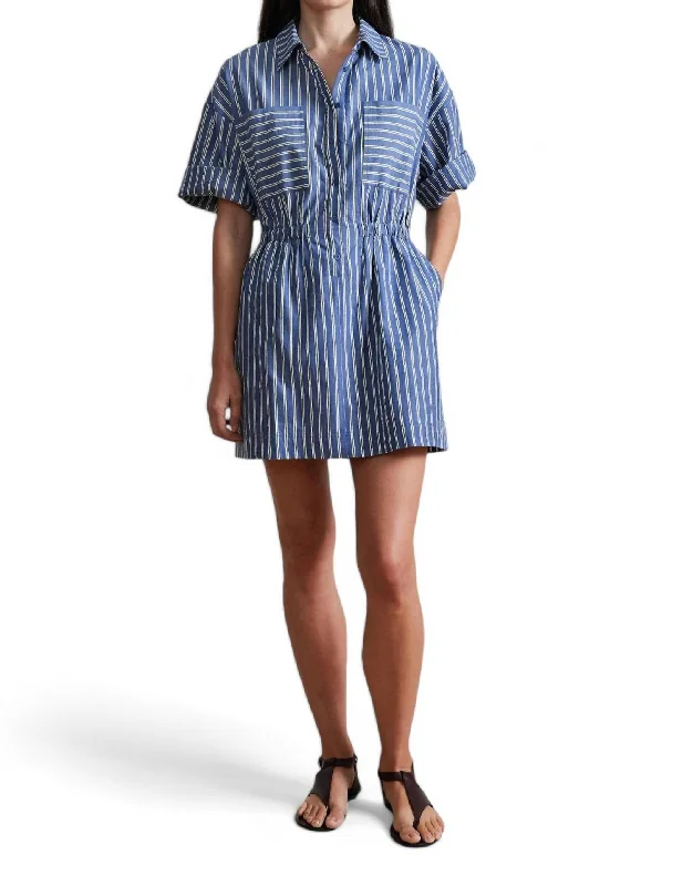 Palmera Mini Dress In Indigo Stripe