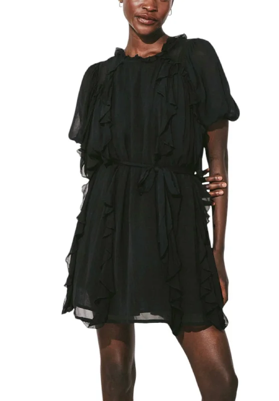 Wallis Solid Chiffon Mini Dress In Blk