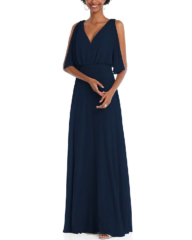 After Six V-Neck Split Sleeve Blouson Bodice Maxi Dress