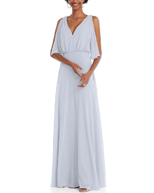 After Six V-Neck Split Sleeve Blouson Bodice Maxi Dress