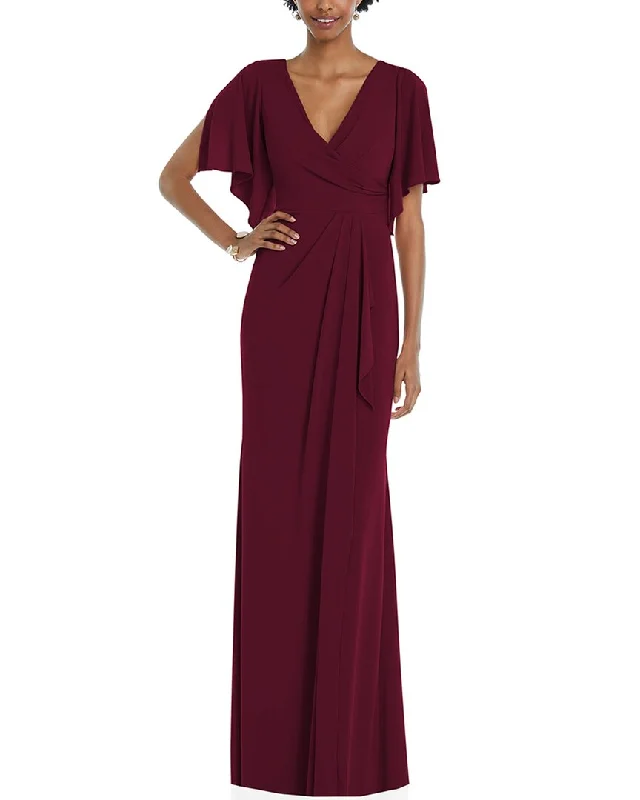 Dessy Collection Faux Wrap Split Sleeve Maxi Dress