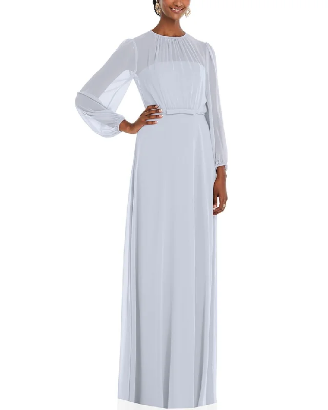 Dessy Collection Strapless Chiffon Maxi Dress