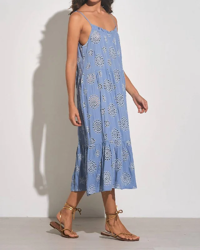 Eyelet Maxi Dress In Blue