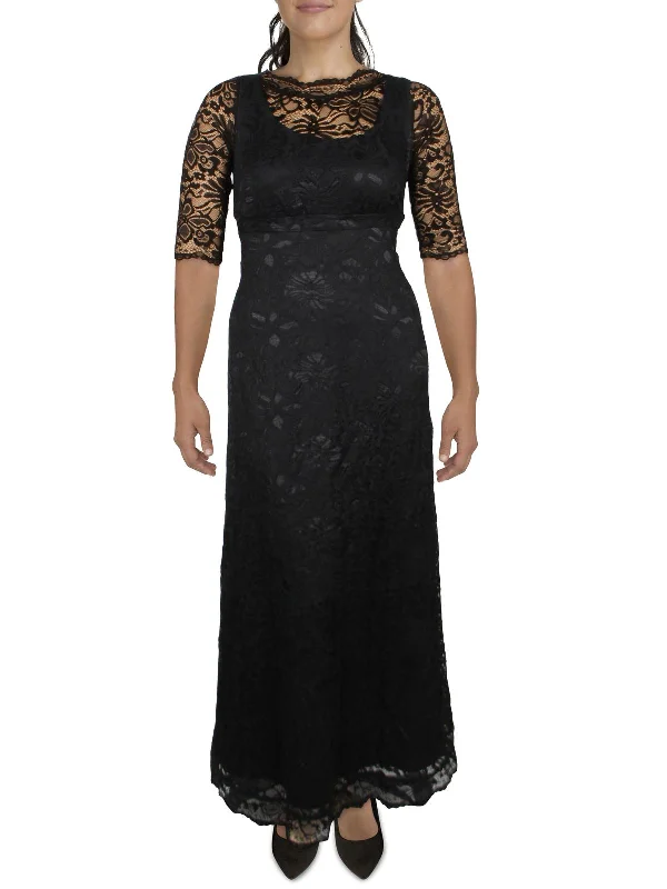 Plus Womens Lace Long Maxi Dress