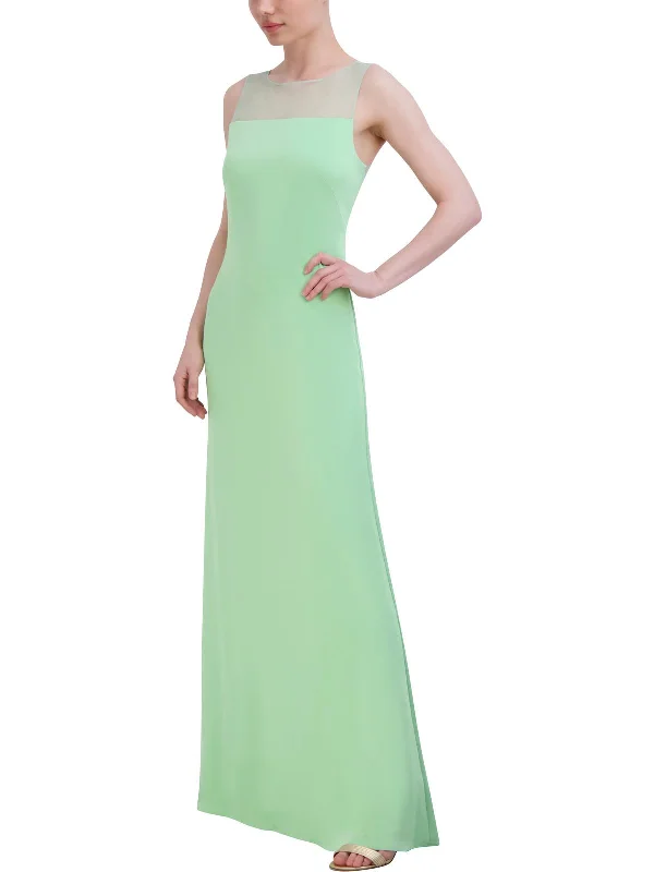 Womens Illusion Maxi Evening Dress