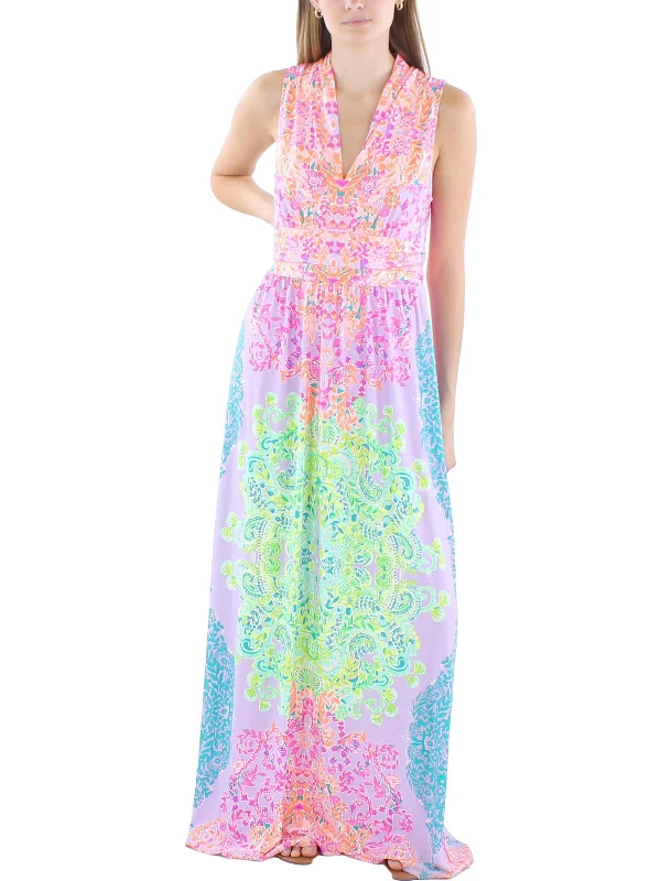 Womens Printed Rayon Maxi Dress