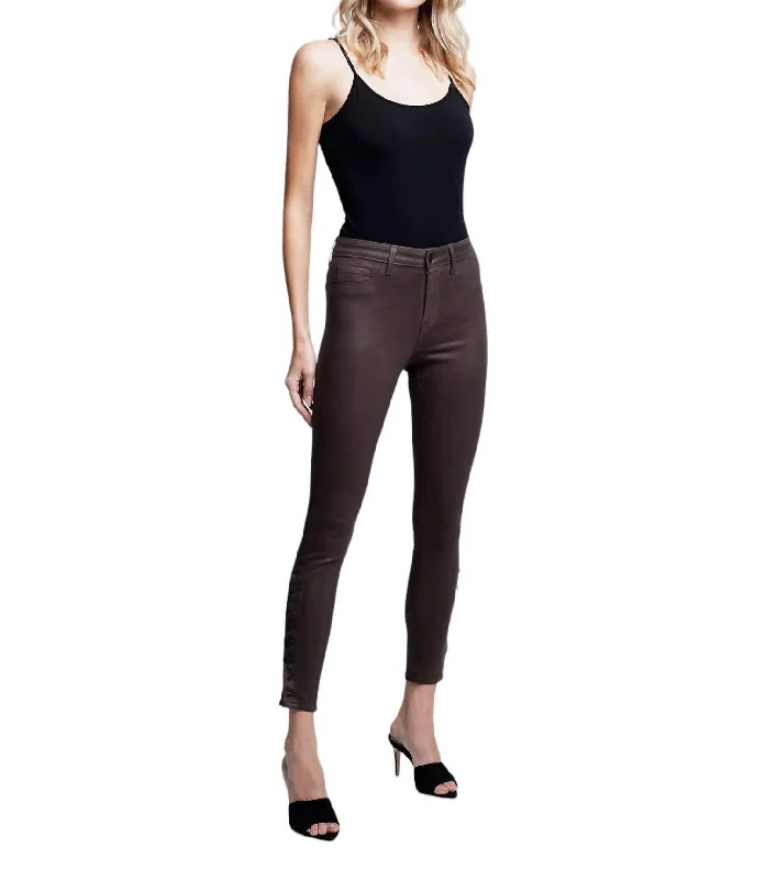 Piper High Rise Skinny Jeans In Espresso Coated