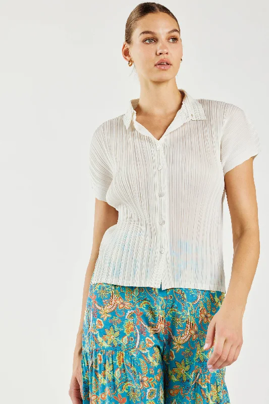 Pleated Button Down Top