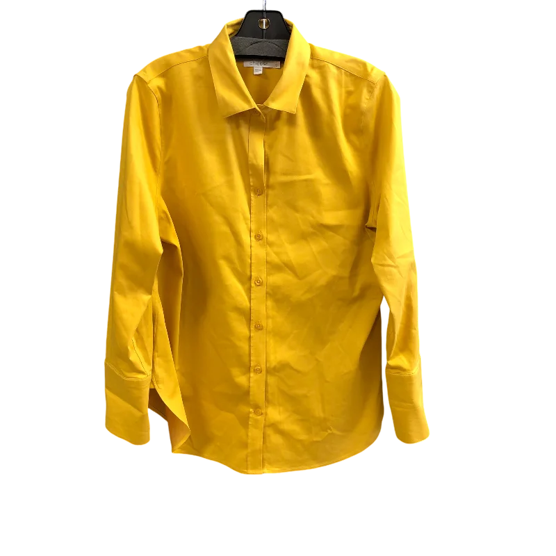 Top 3/4 Sleeve By Chicos In Yellow, Size: M