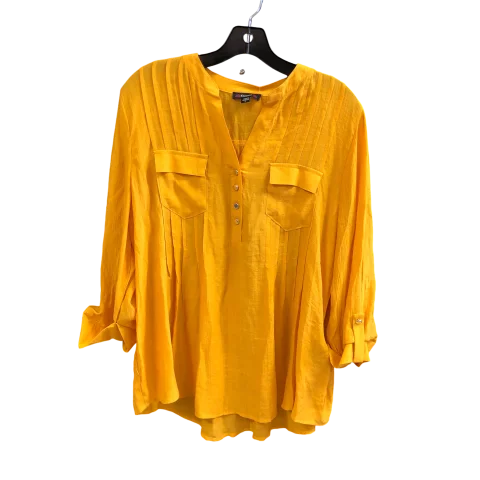 Top 3/4 Sleeve By Cocomo In Yellow, Size: L