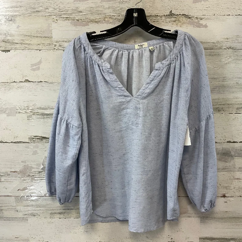 Top Long Sleeve By Dylan In Blue, Size: M