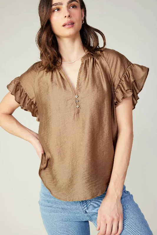 Raglan Sleeve Button Blouse