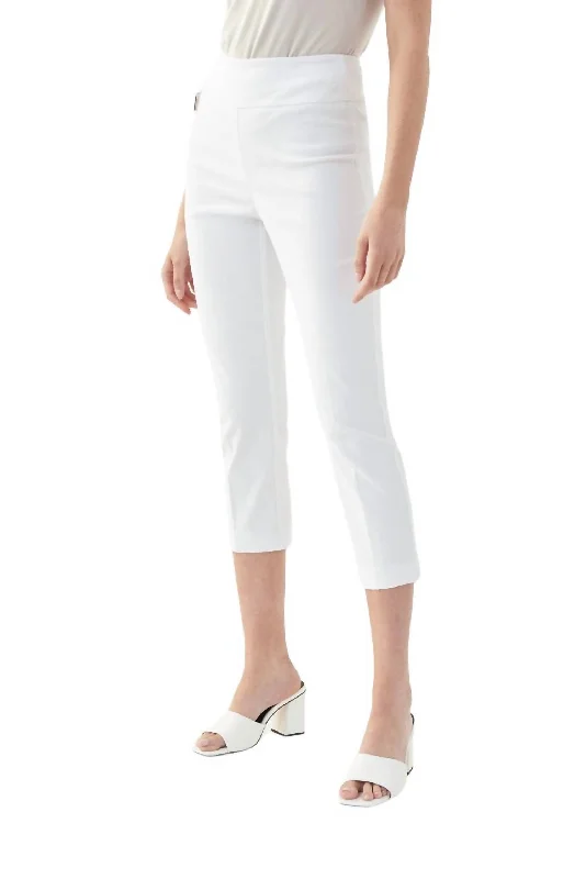 Cropped Woven Pants In White