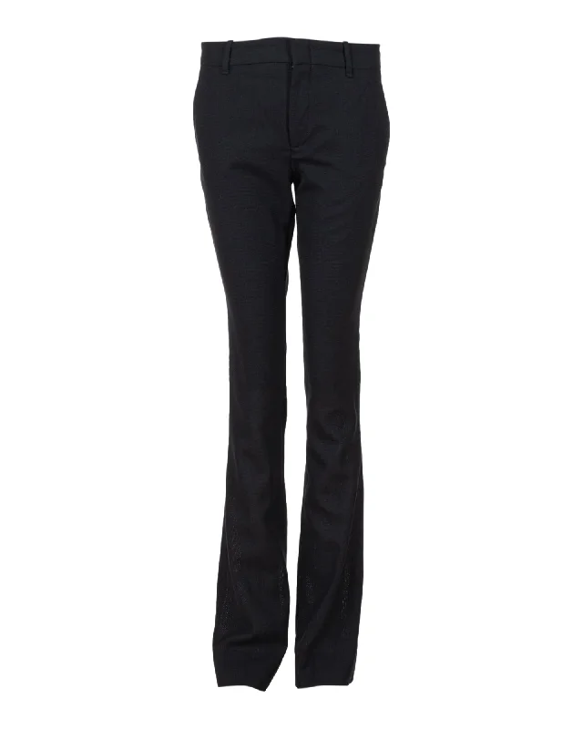 Flared Silk Trousers with Tweed Detail