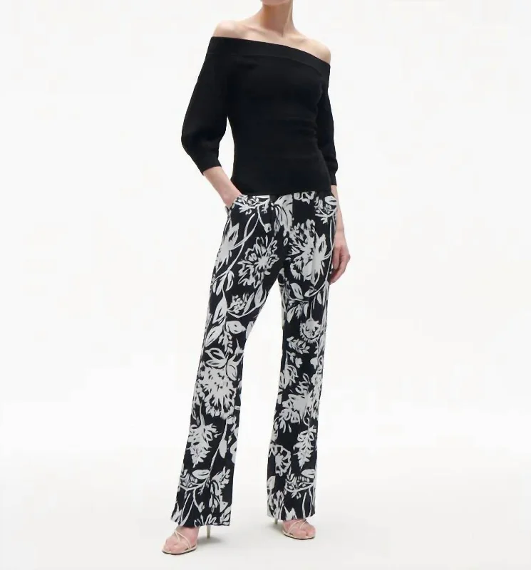 Hadley Pant In Porcelain Floral Black