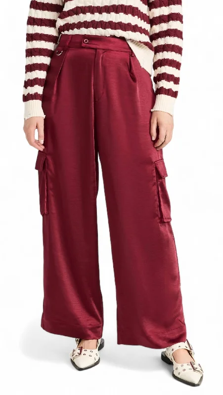 Lou Silky Cargo Pant In Lambrusco