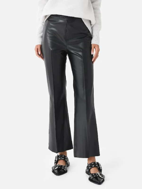 Porterfield Vegan Leather Crop Flare Pant In Black