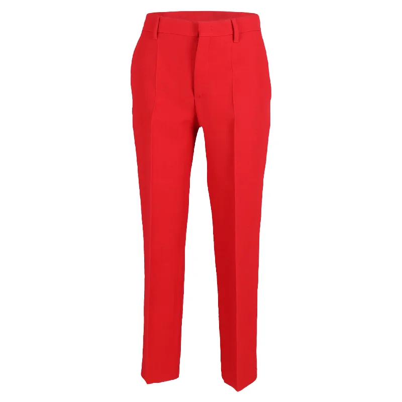 Prada Straight Trousers in Red Wool