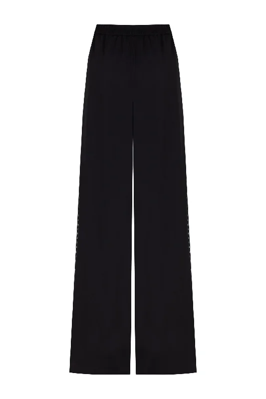 Wide-Leg Crepe Satin Pants