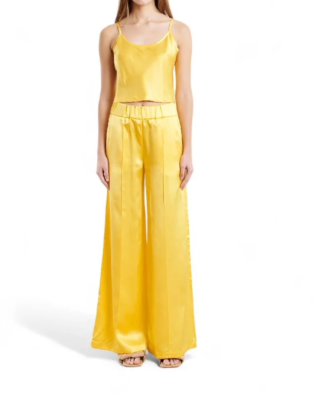 Wide Leg Pintucks Pant In Yellow