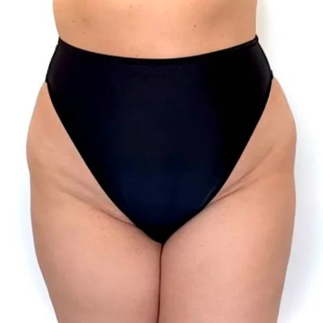 High Waist Cotton Thong Black