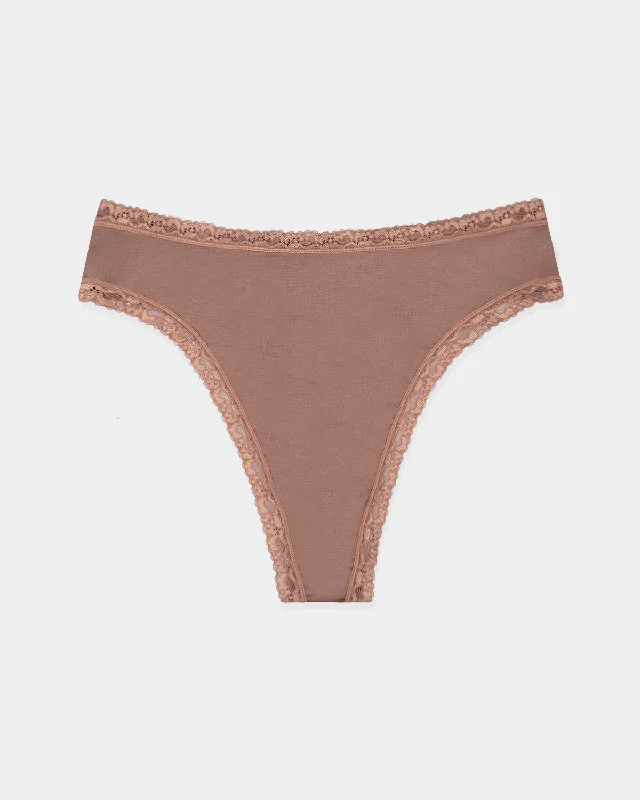 High Waisted Thong  - Mocha